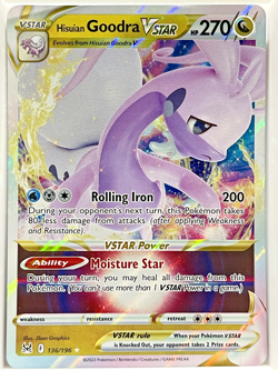 HISUIAN GOODRA VSTAR 136/196 HOLO RARE VSTAR LOST ORIGIN POKEMON - Image 1