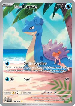 Misty's Lapras 194/182 Illustration Rare Destined Rivals Pokemon NM/M - Image 4