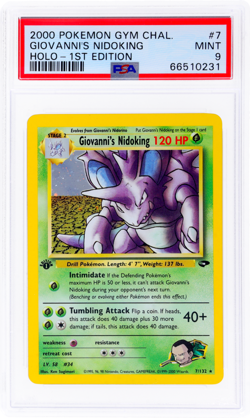 2000 POKEMON GYM CHALLENGE HOLO 7/132 1ST EDITION #7 GIOVANNI'S NIDOKING PSA 9 - Image 1