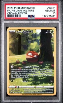 HISUIAN VOLTORB #GG01 PSA 10 • 2023 POKEMON SWORD & SHIELD CROWN ZENITH FULL ART - Image 1