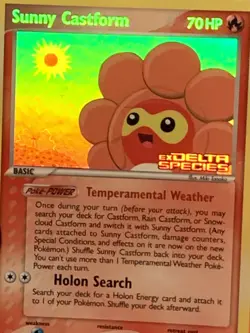 Sunny Castform Ex Delta Species Rainbow Holo + 1 Energy Fire 2005 Pokemon Cards - Image 2