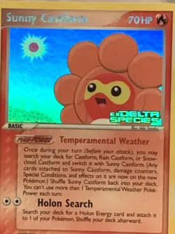 Sunny Castform Ex Delta Species Rainbow Holo + 1 Energy Fire 2005 Pokemon Cards - Image 4
