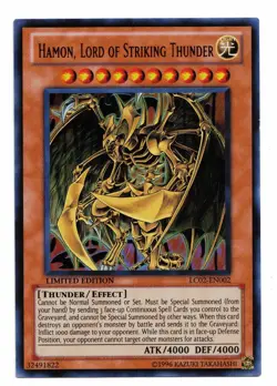 Yu-Gi-Oh Card: Hamon, Lord of Striking Thunder LC02-EN002 Ultra Limited Ed! EX - Image 1