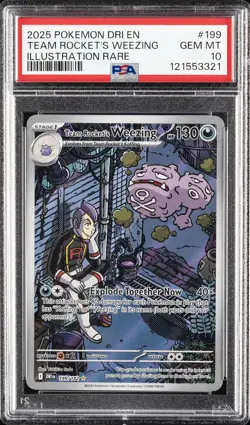 2025 POKEMON DRI EN-DESTINED RIVALS #199 TEAM ROCKET'S WEEZING PSA 10 - Image 1