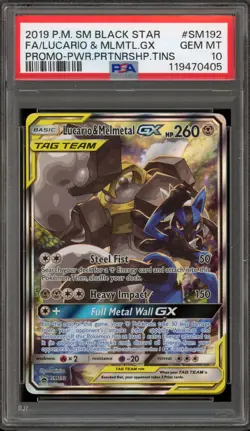 Pokemon Lucario & Melmetal Power Partnership Tins Full Art Promo SM192 PSA 10 - Image 1