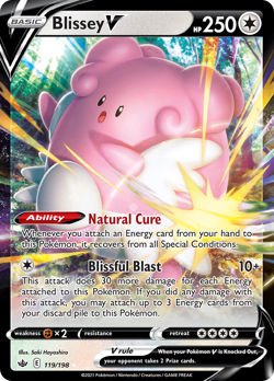 BLISSEY V 119/198 HOLO V RARE CHILLING REIGN POKEMON NM - Image 3