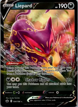 Liepard V 104/198 Holo V Rare Chilling Reign Pokemon Near Mint - Image 1