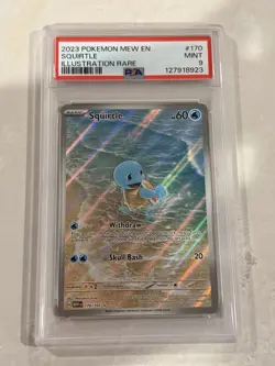 Pokemon TCG Squirtle Illustration Rare Holo 170/165 PSA 9 EN - Image 1