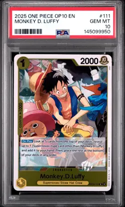 One Piece CCG Monkey.D.Luffy OP10-111 Rare Royal Blood PSA 10 - Image 1