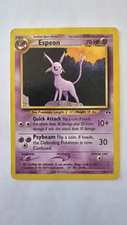 Pokemon TCG Espeon 20/75 Neo Discovery Rare 70HP Unlimited English Card - Image 1