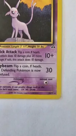 Pokemon TCG Espeon 20/75 Neo Discovery Rare 70HP Unlimited English Card - Image 4