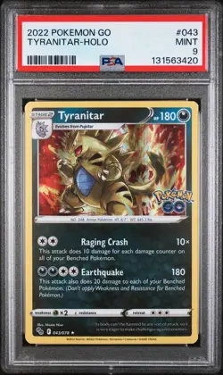 2022 POKEMON GO #043 TYRANITAR-HOLO PSA 9 - Image 1