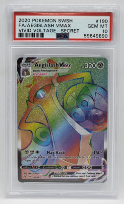 2020 Pokemon Vivid Voltage #190 - PSA GEM MINT 10 - FA Secret - AEGISLASH Vmax - Image 1