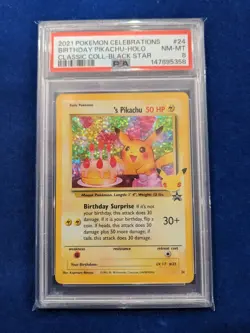 Birthday Pikachu Holo #24 Celebrations Classic Collection Pokemon PSA 8 - Image 1