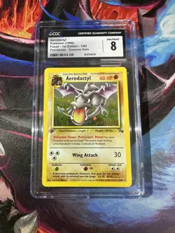 Aerodactyl 1/62 Holo 1999 1st Edition Fossil CGC 8 NM/Mint+ Pokemon TCG - Image 1