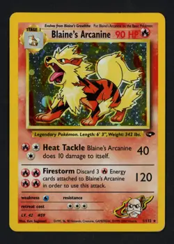 Blaine's Arcanine 1/132 Gym Challenge Unlimited Holofoil Holo Rare Pokemon TCG - Image 1