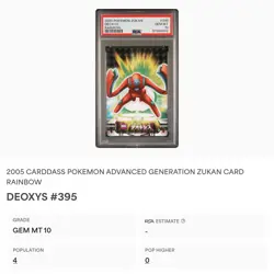 PSA 10 GEM MINT Deoxys #395 Carddass Zukan Rainbow Holo Bandai Pokemon POP 4 - Image 2