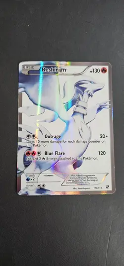Reshiram Full Art 113/114 Black & White Holo LP Lightly Played 2011 Pokemon Card - Image 1