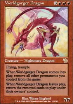MTG Worldgorger Dragon, Judgment, Heavily Played, English - Image 1