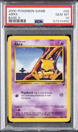2000 POKEMON BASE SET 2 #65 ABRA PSA 10 - Image 1