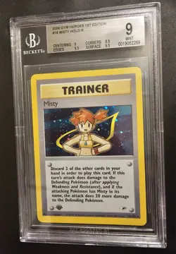 Pokemon Misty 1st Edition Gym Heroes 18/132 Holo. Grade 9. With 9.5 Subgrades. - Image 1