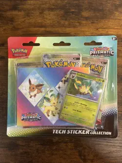Pokemon TCG: Prismatic Evolutions 3-Pack Blister Tech Sticker Collection Leafeon - Image 1
