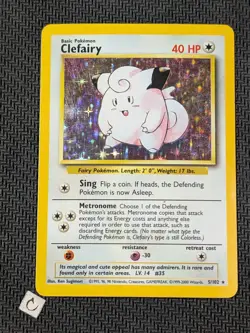 Clefairy 5/102 - Base Set Unlimited Holo Rare Pokemon TCG MP - Image 1