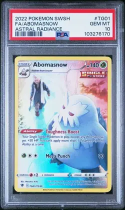 2022 Pokemon SWSH Abomasnow TG01/TG30 Astral Radiance PSA 10 FA Full Art Trainer - Image 1