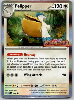 Pelipper SVP022 - Pokemon Scarlet & Violet Promo Paldea Evolved Stamped Holo NM - Image 1