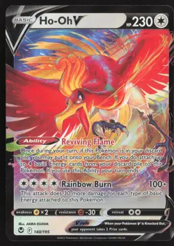 Ho-Oh V 140/195 Holo V Rare Silver Tempest Pokemon Near Mint - Image 1