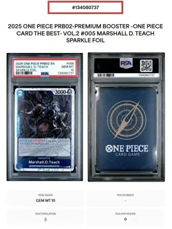 *POP 5* PSA 10 - 2025 One Piece PRB02 ST17-005 Marshall D. Teach - Sparkle Foil - Image 3