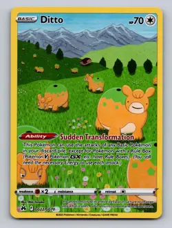 DITTO GG22/GG70 HOLO CROWN ZENITH GALARIAN GALLERY POKEMON NM - Image 1