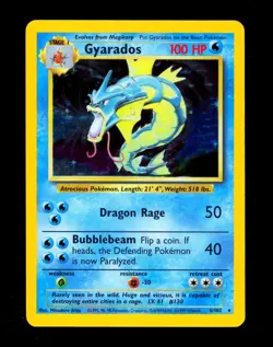 1999 Pokemon GYARADOS Base Set HOLO Foil Rare INK ERROR Misprint Card 6/102 EX - Image 1