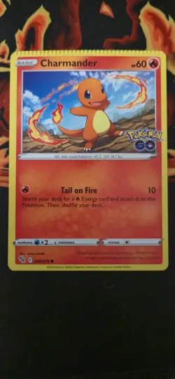 Pokemon TCG Charmander Common Reverse Holo Card 008/078 Pokemon Go Error Card - Image 1