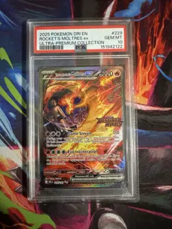 Pokemon Rocket's Moltres ex Destined Rivals 229/182 Double Rare Holo EX PSA 10 - Image 1