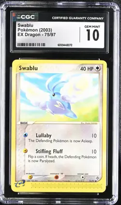 CGC 10 Swablu 75/97 EX Dragon 2003 Pokemon Card - Image 1