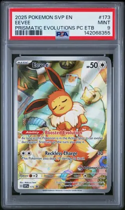 2025 Pokemon SVP EN-SV Promo Eevee #173 Prismatic Evo PC Etb PSA 9 - Image 1