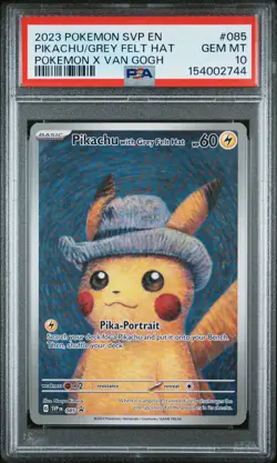2023 POKEMON SVP EN-SV BLACK STAR PROMO #085 PIKACHU WITH GREY FELT HAT PSA 10 - Image 1