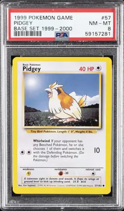 1999 POKEMON GAME BASE SET 1999-2000 #57 PIDGEY PSA 8 - Image 1