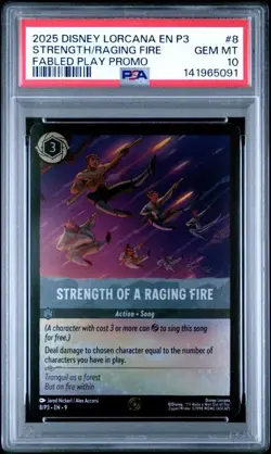 Disney Lorcana Strength of a Raging Fire (Promo) 8/P3 PSA 10 Gem Mint POP 4 - Image 1