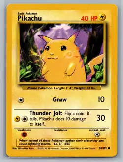 Pikachu Base Set #058/102 Common Pokemon Card - Image 1