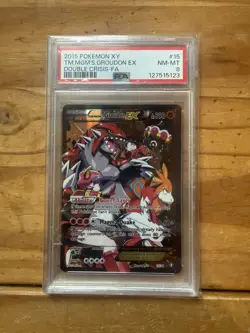2015 Pokemon XY Double Crisis Magma's Groudon EX #15 Full Art PSA 8 Graded Card - Image 1