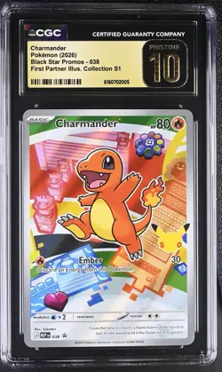 CGC Pristine 10 Charmander 038 Black Star Promo First Partner Pokemon TCG 2026 - Image 1