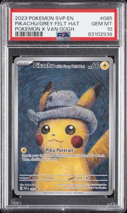 2023 POKEMON SVP EN-SV BLACK STAR PROMO #085 PIKACHU WITH GREY FELT HAT PSA 10 - Image 1