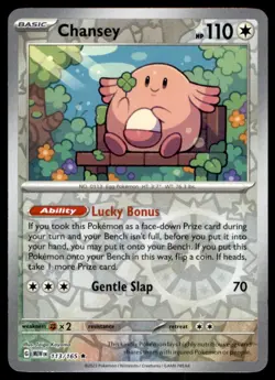 Chansey 113/165 Rare 151 Pokemon Reverse Holo Lightly Played - Image 1