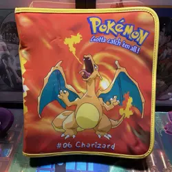 Vintage Pokemon Charizard #06 Vinyl Zipper Binder – 1998 – Nintendo - Rare - Image 1