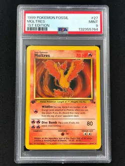 Pokemon 1999 Moltres 1st 27/62 Non Holo PSA 9 - Image 1