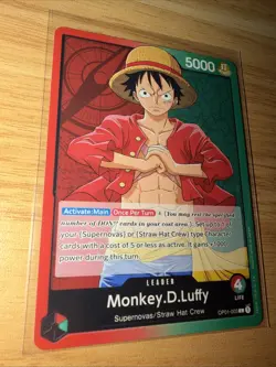 Bandai One Piece CCG Monkey.D.Luffy Leader Romance Dawn OP01-003 Post Errata - Image 1
