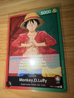 Bandai One Piece CCG Monkey.D.Luffy Leader Romance Dawn OP01-003 Post Errata - Image 3