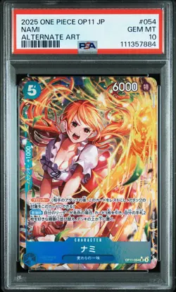 2025 ONE PIECE JAPANESE OP11-A FIST OF DIVINE SPEED ALTERNATE ART NAMI PSA 10 - Image 1